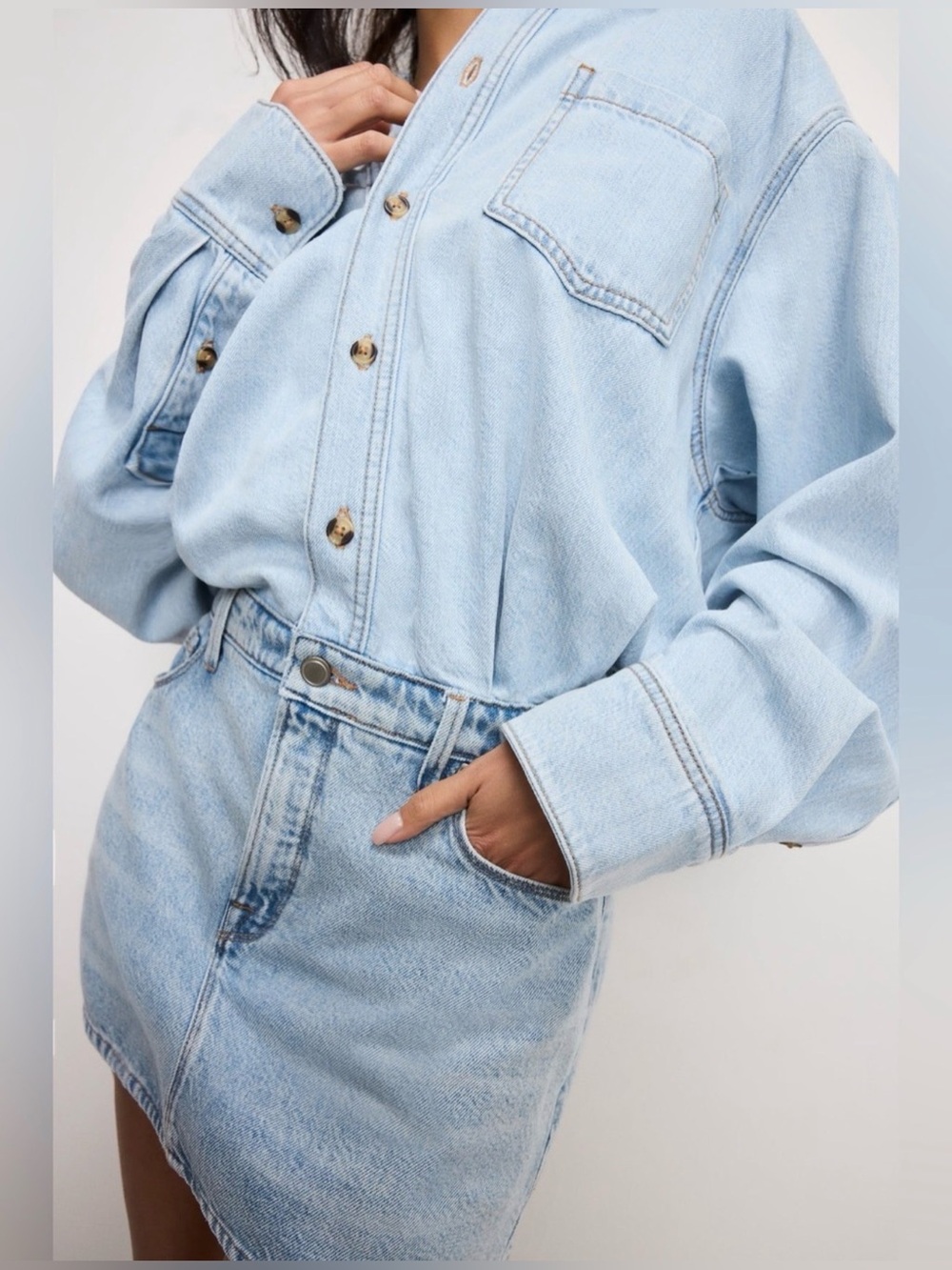Good American Denim Shirt Dress in Indigo L